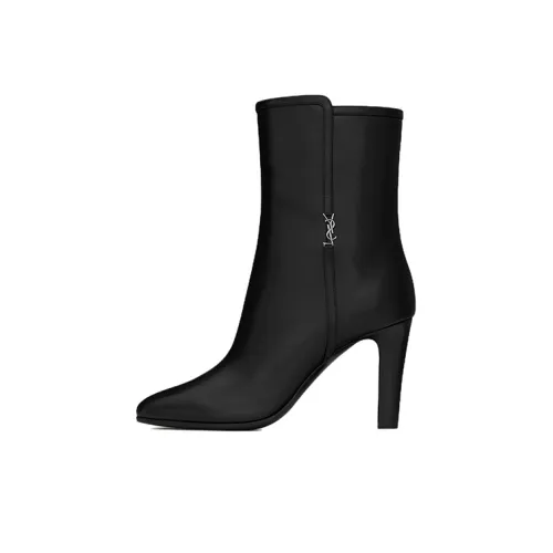 SAINT LAURENT Monogram Jane Ankle Boots Heel Height 9cm Women's Black