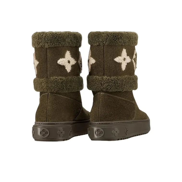 LOUIS VUITTON Snowdrop Wear-Resistant Coverage Crew Snow Boots Women's Brown-4