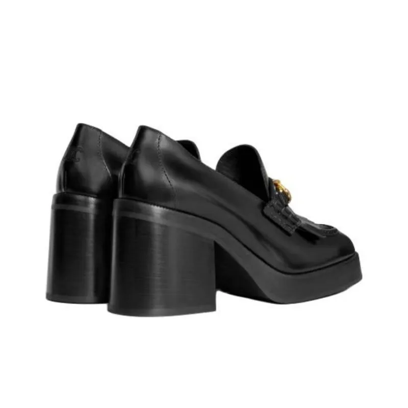 CELINE Chunky Heel High Heels Women's Black-3