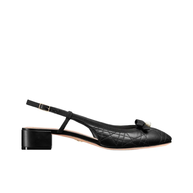 DIOR Ballet Chunky Heel High Heels 3cm Women's Black-1