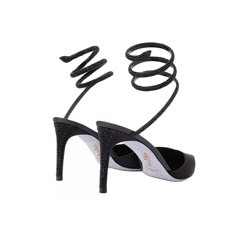 RENE CAOVILLA Cleo Slim Heel High Heels 8cm Women's Black-3