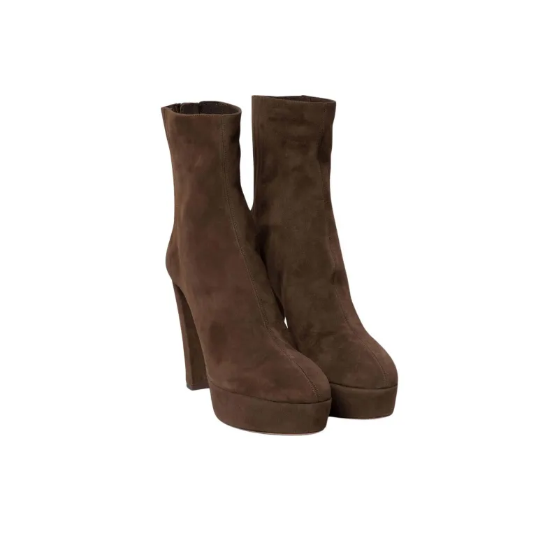 AQUAZZURA Saint Honore Ankle Boots 12cm Women's Brown-3