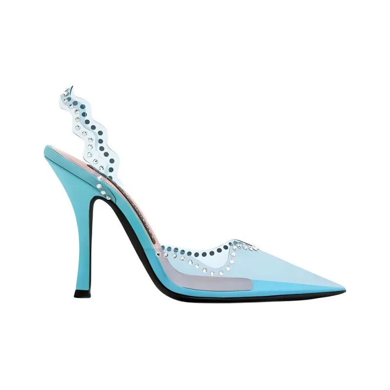 Les Petits Joueurs Jerry Waves Slim Heel High Heels 11cm Women's Blue-1