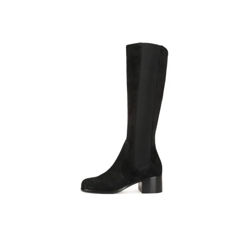 SERGIO ROSSI Sr Aden Knee-High Chelsea Boots 5cm Women's Black-0