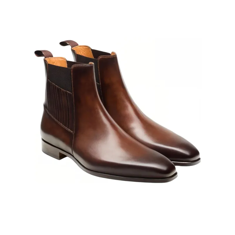 Magnanni Santo Short Chelsea Boots Men's Brown-2