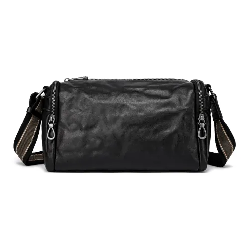 FAIRWHALE Cow Leather Crossbody Bag Shoulder Bag Camera Bag Regular Men's Black