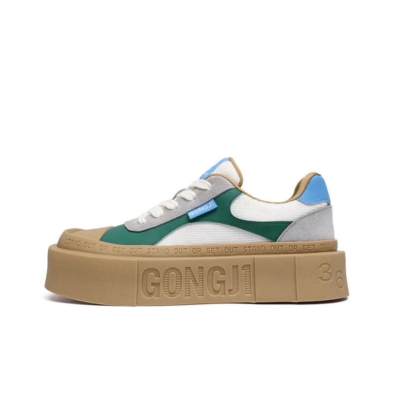 GONGJI Square Inch Of Ground Low Top Skateboard Shoes Unisex Green-1
