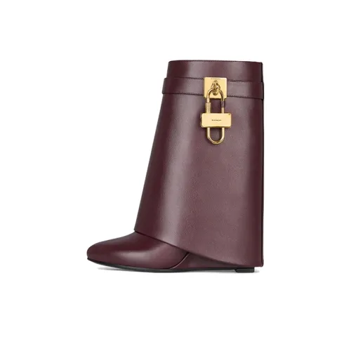 GIVENCHY Shark Lock Fashion Ankle Boots Women's Burgundy