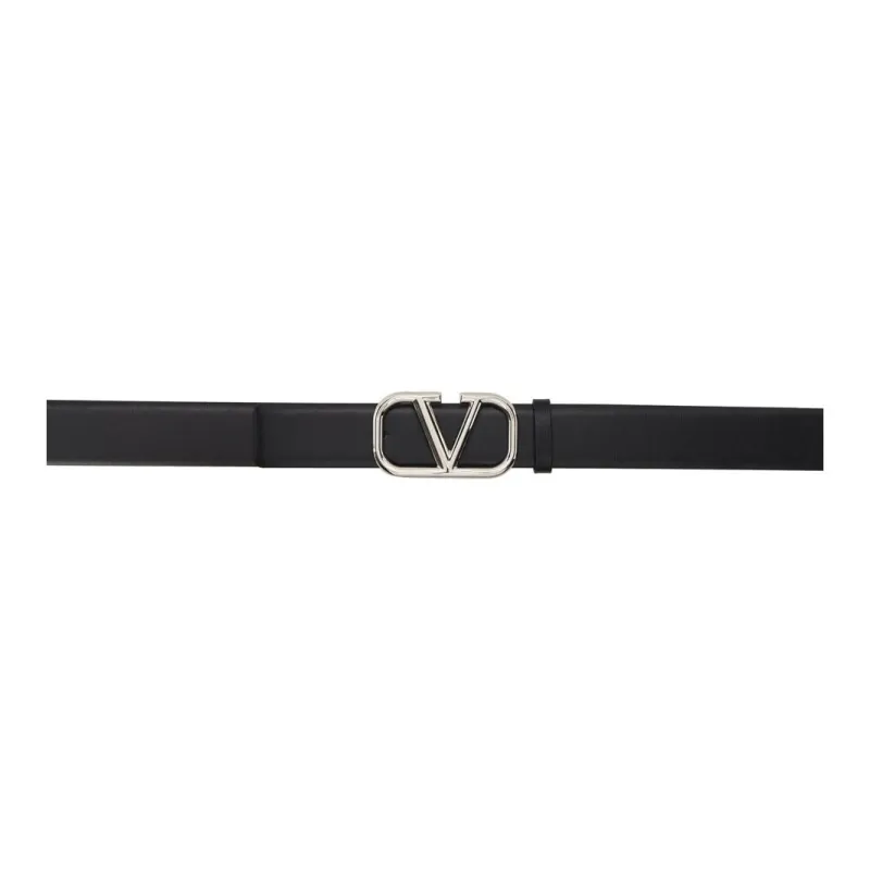 Valentino Lightweight And Comfortable Leather Belts Men's Black 3cm-1