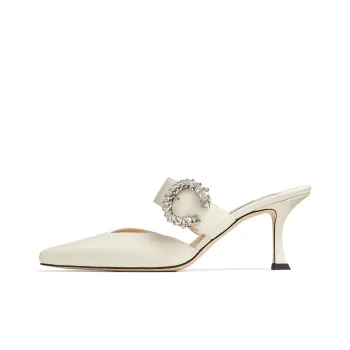 Jimmy Choo Marta Slim Heel Closed Toe Slippers 7cm Women's Latte