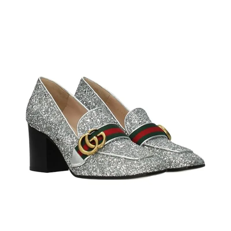 GUCCI High Heels Women's Low-Top Silver-1