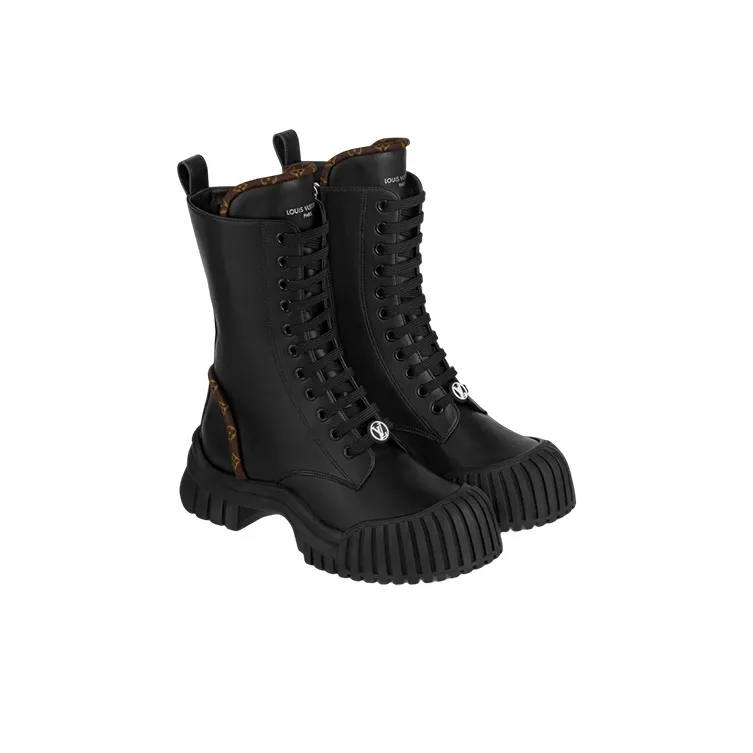 LOUIS VUITTON Lv Circle Ruby Flat Ranger Boots 'Black With Brown Monogram' Women's-2