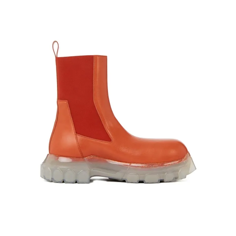 RICK OWENS/RO Beatle Bozo Short Chelsea Boots Men's Orange-1