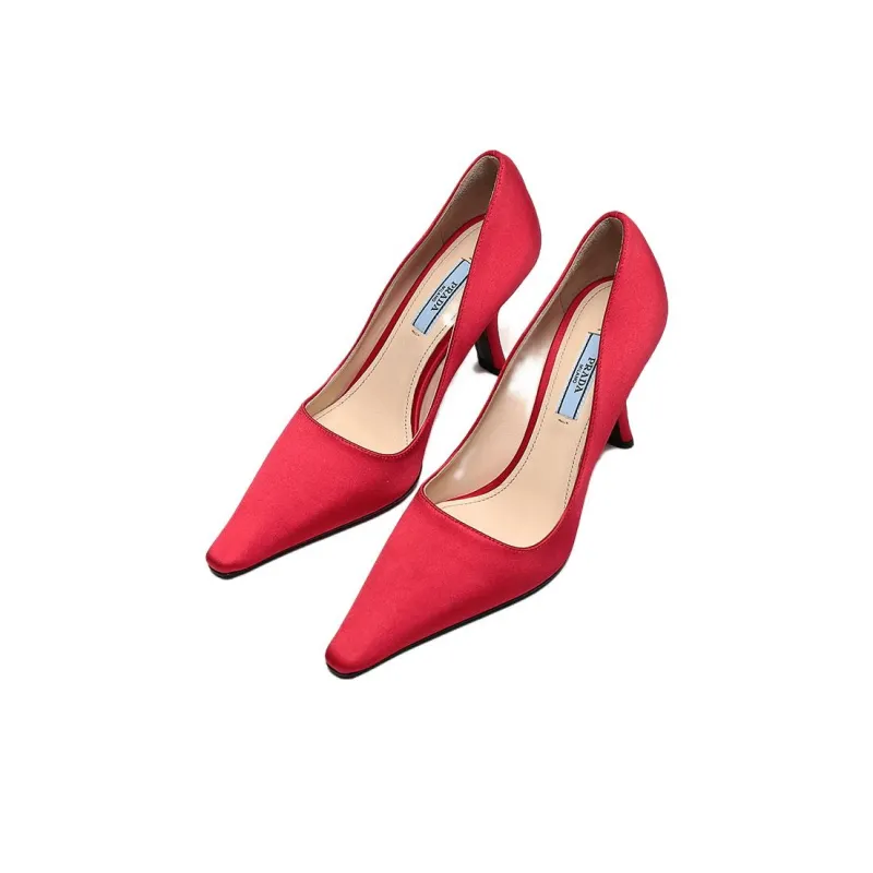 PRADA Satin Pumps 'Fiery Red' Women's-2