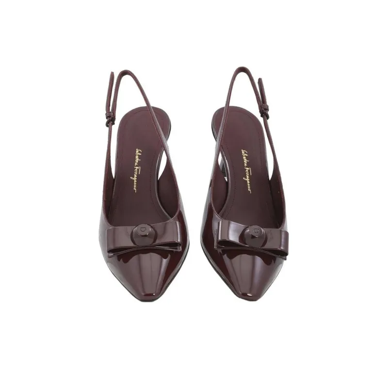 FERRAGAMO Salvatore Slim Heel High Heels 5.5cm Women's Burgundy-2
