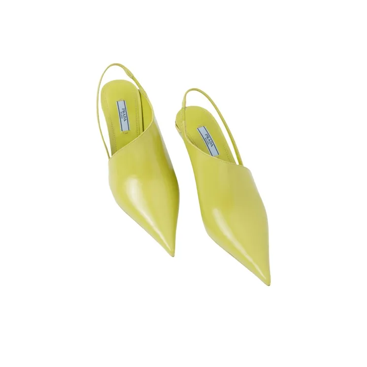 PRADA Irregular Heel High Heels Women's Lime Green-3
