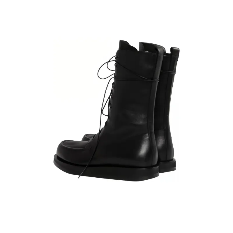 THE ROW Patty Leather Combat Boots-3