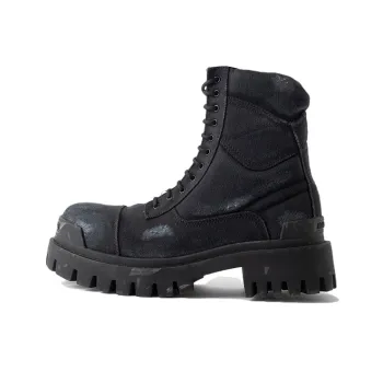 Balenciaga Combat Strike 20mm Boots 'Washed Black Cotton' Women's