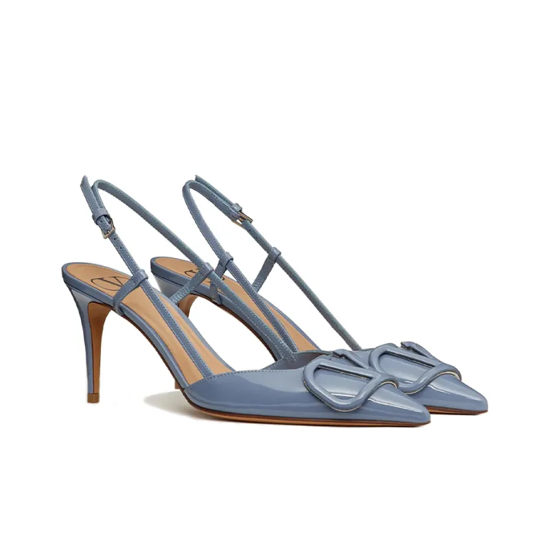 Valentino VLogo Signature Slim Heel High Heels 8cm Women's Sky Blue-2