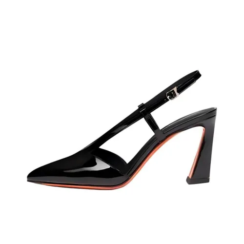 Black Platform Satin Heels