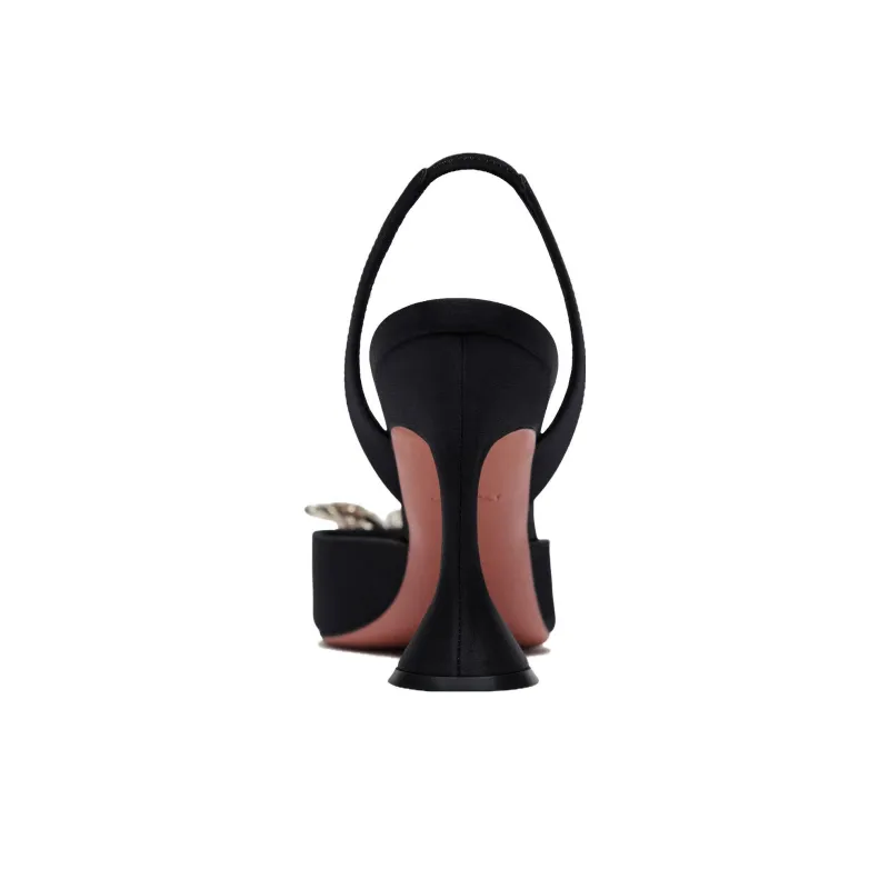 AMINA MUADDI Rosie 60mm Satin Sling Black-3