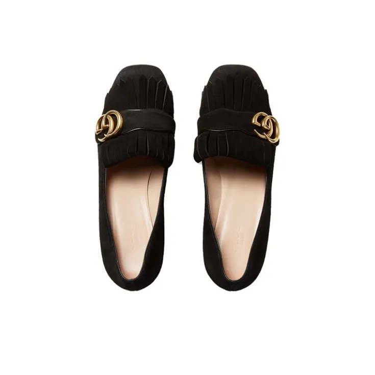 GUCCI Chunky Heel High Heels 5.5cm Women's Black-2