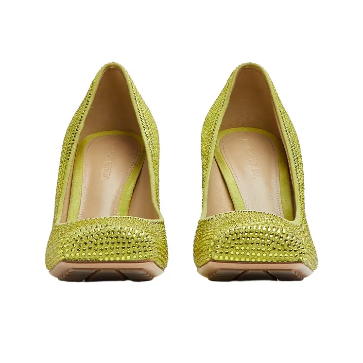 Bottega Veneta Tower Chunky Heel High Heels 10cm Women's Green-2