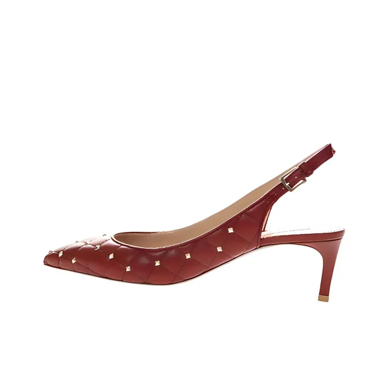 Valentino Rockstud Slim Heel High Heels Women's Red-2