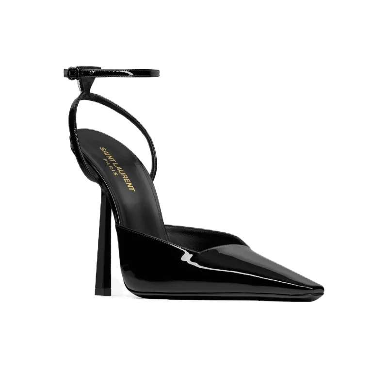 SAINT LAURENT Anouk 115mm Leather Slingback Pumps-2