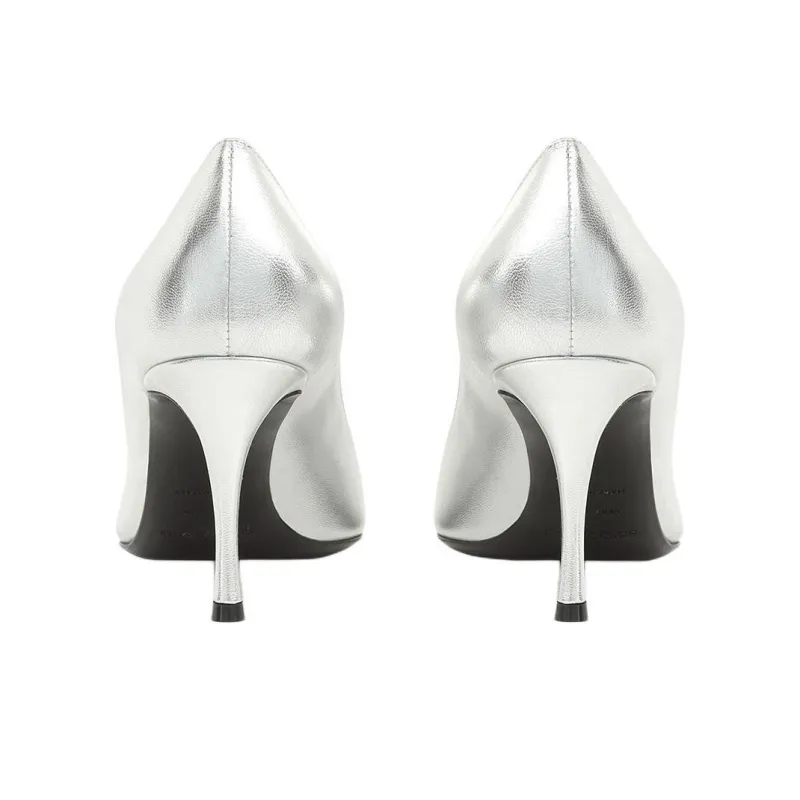 SERGIO ROSSI Godiva Slim Heel High Heels 7.5cm Women's Silver-4