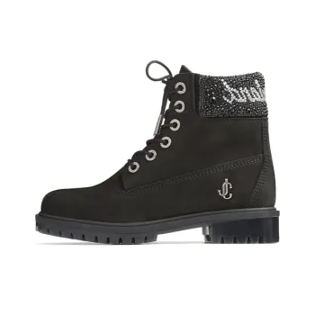 Timberland X Jimmy Choo 6' Boots Black Crystal Collar