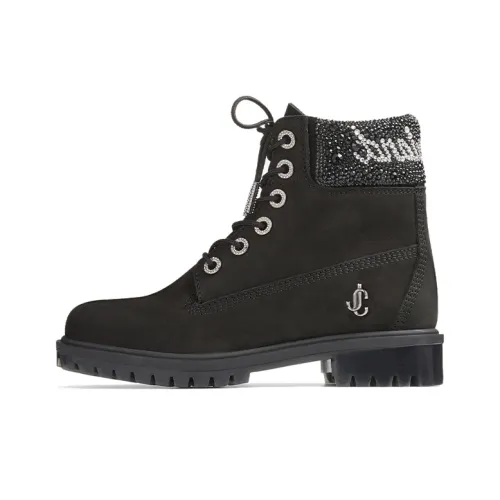 Timberland X Jimmy Choo 6' Boots Black Crystal Collar