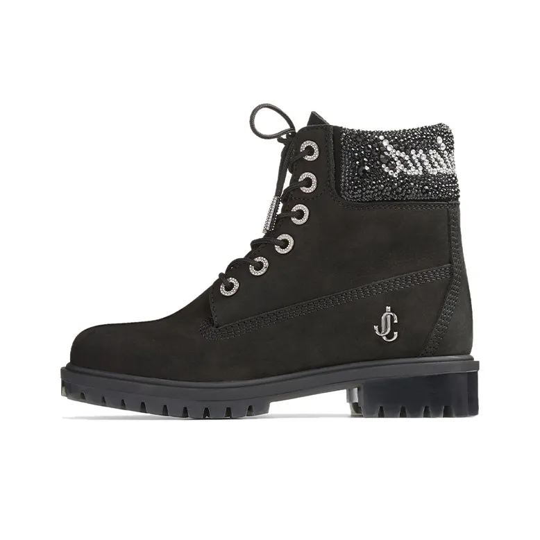 Timberland X Jimmy Choo 6" Boots Black Crystal Collar-0