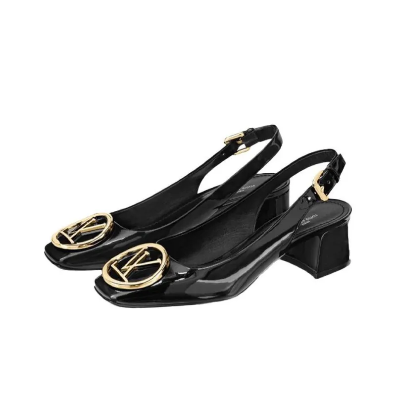 LOUIS VUITTON Madeleine Chunky Heel High Heels Women's Black-2