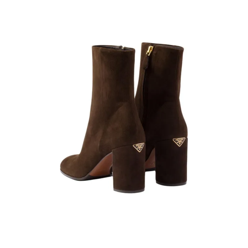 PRADA Ankle Boots 8.5cm Women's Brown-3