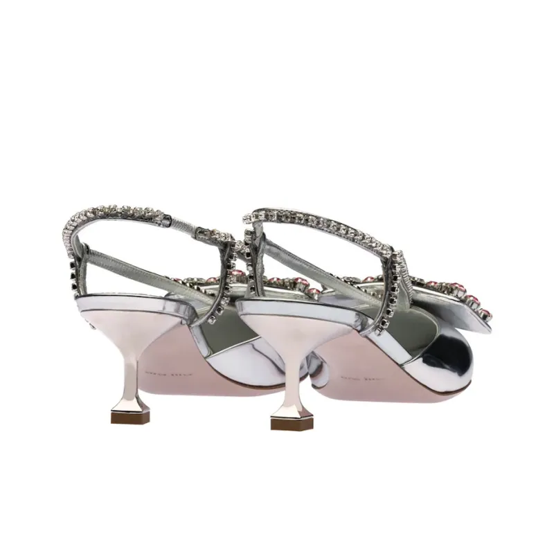 MIU MIU Cone Heel High Heels 5.5cm Women's Silver-3