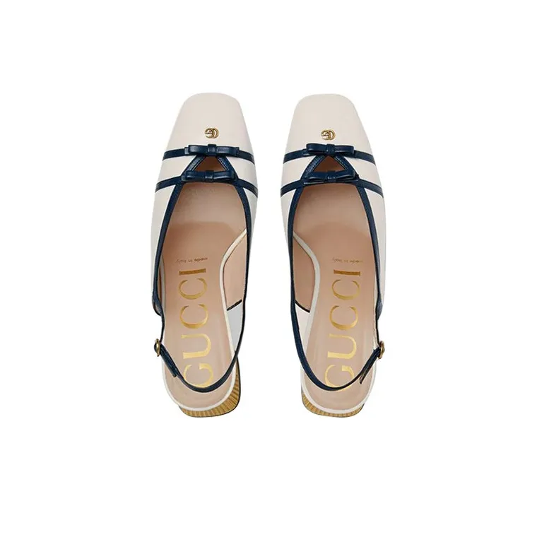 GUCCI Block Heel High Heels 6.5cm Women's White-3