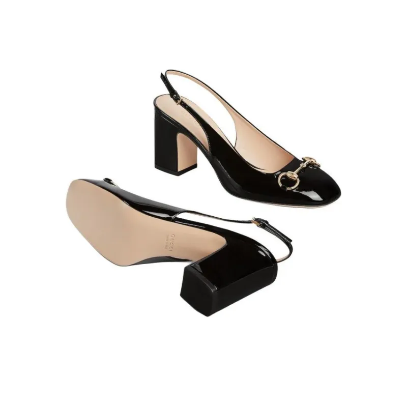 GUCCI Horsebit High Heels 7.5cm Women's Black-5