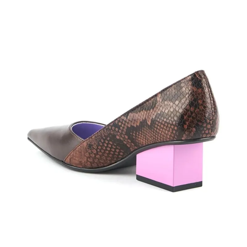 UNITED NUDE RAILA PUMP Block Heel High Heels 6cm Women's Brown Pink-3
