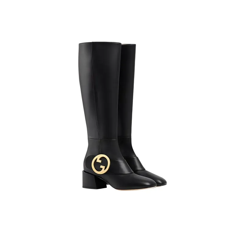 GUCCI Blondie Logo-plaque Knee Boots-2