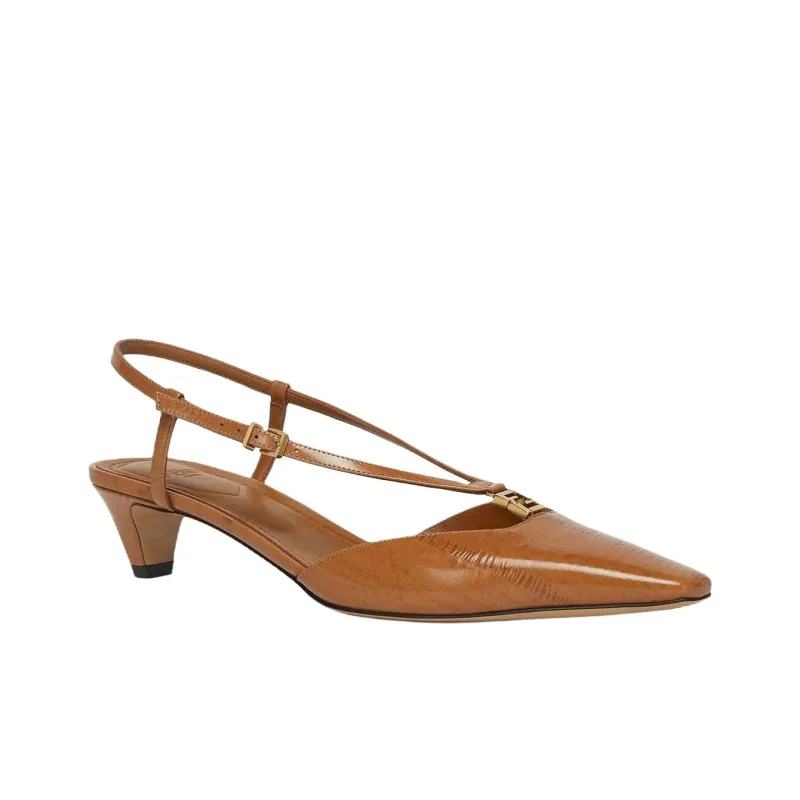 FENDI Ffold High Heels 4cm Women's Brown-2