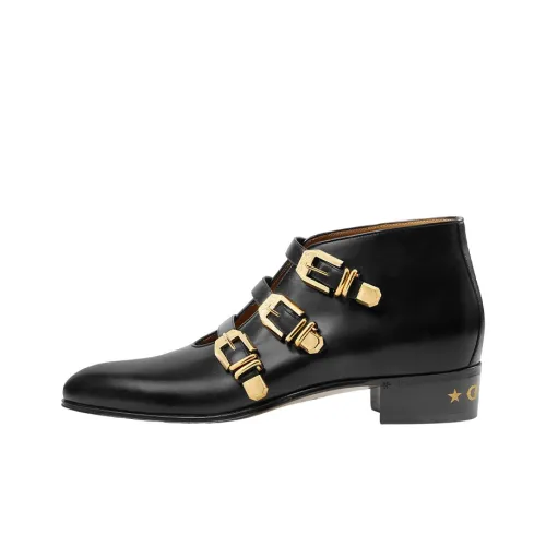 GUCCI Buckled Leather Ankle Boots