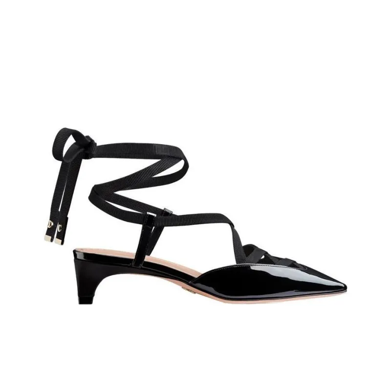 DIOR D Envol Chunky Heel High Heels 4cm Women's Black-1