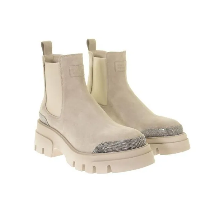 Brunello Cucinelli Short Chelsea Boots Women's Dove Gray-3