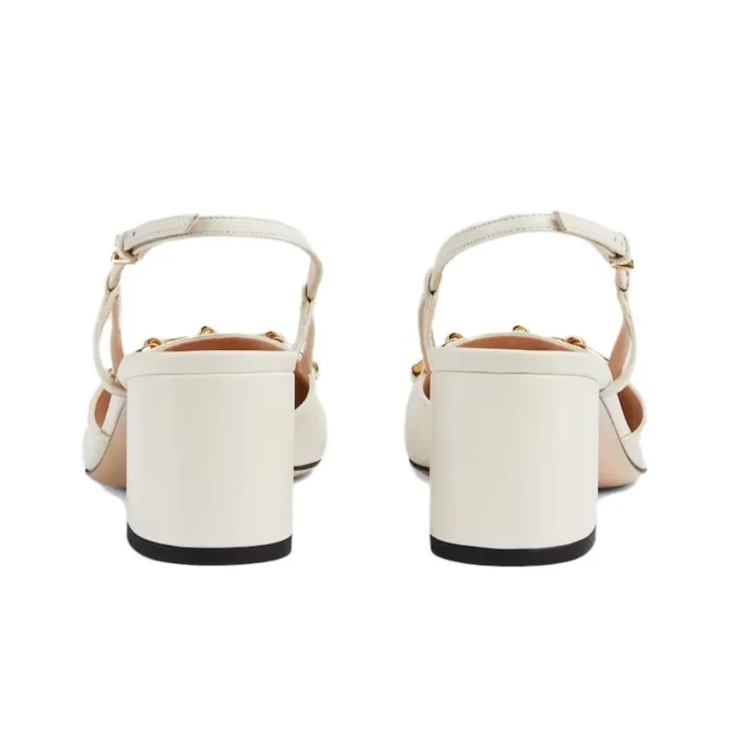 GUCCI Chunky Heel High Heels 5.5cm Women's White-3