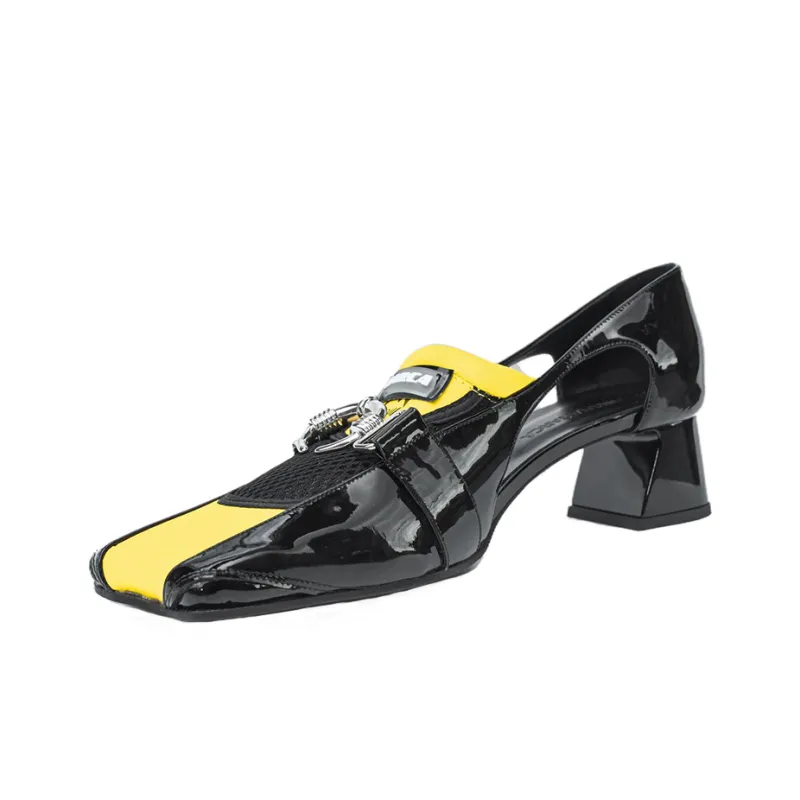 ANCUTA SARCA Chunky Heel High Heels 4.5cm Women's Black Yellow-2