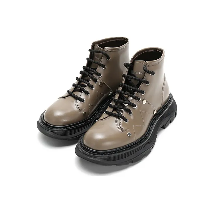 Alexander McQueen Lace Up Ankle Boots 'Khaki' Women's-2