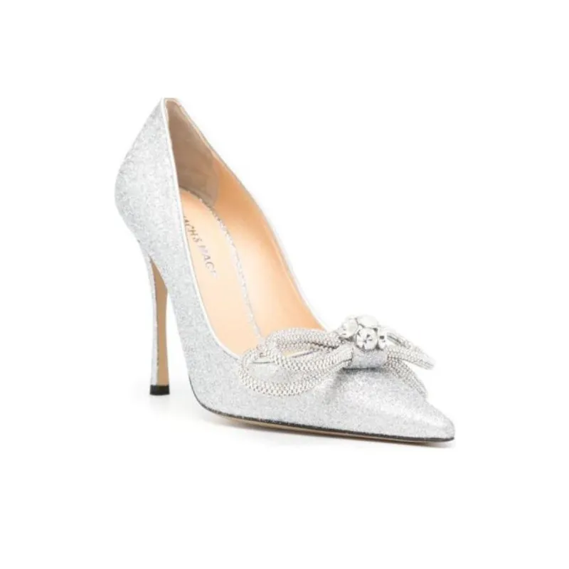 MACH & MACH Double Bow Glittered Pumps-2