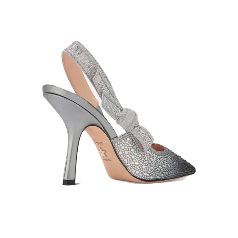 DIOR J'Adior Slim Heel High Heels 10cm Women's Silver Gray-3