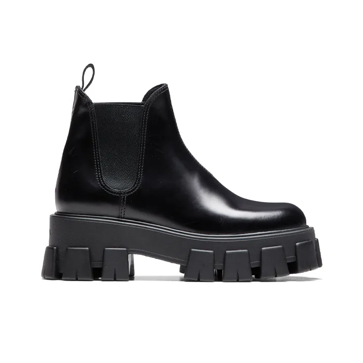 PRADA Monolith Brushed Leather Chelsea Boot 'Black'-1